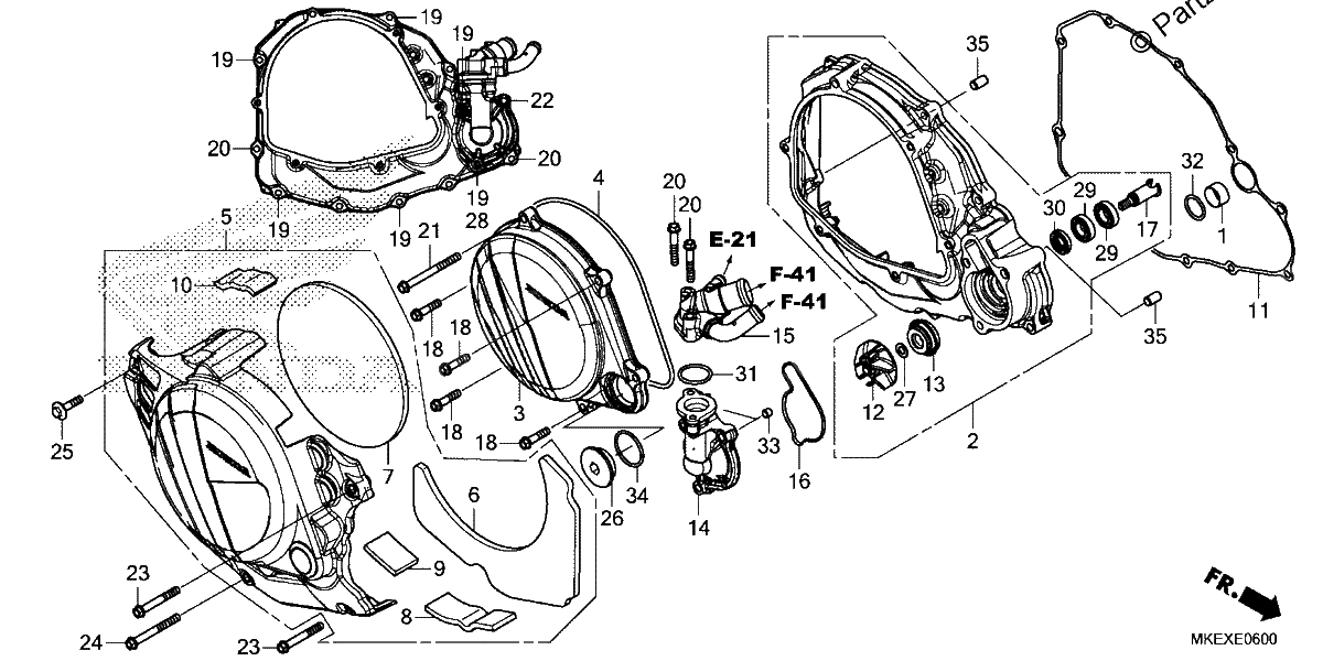 Diagrama de RIGHT CRANKCASE COVER WATER PUMP