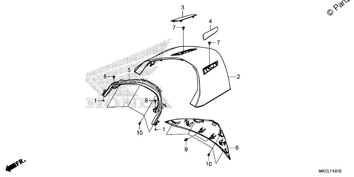 Diagrama de REAR CENTER TOP COVER