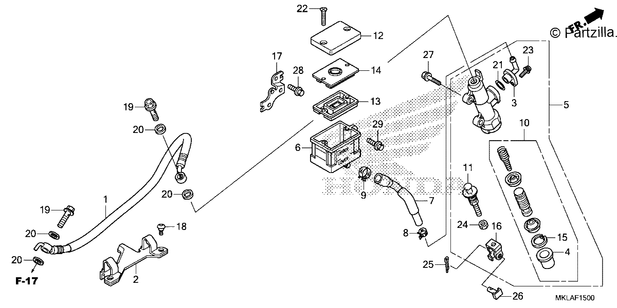 Diagrama de REAR BRAKE MASTER CYLINDER 1