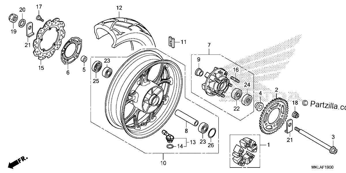 Diagrama de REAR WHEEL
