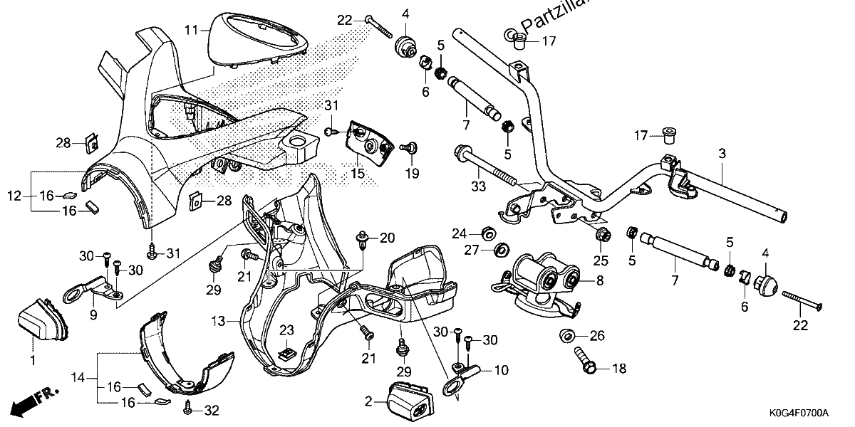 Diagrama de HANDLEBAR HANDLE COVER