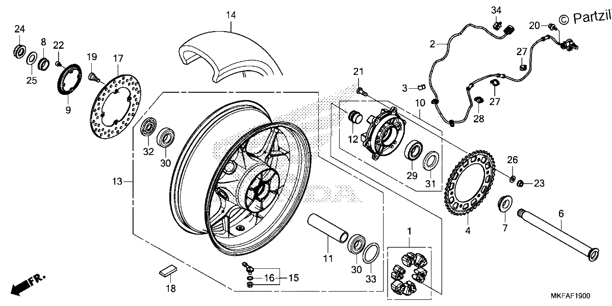 Diagrama de REAR WHEEL