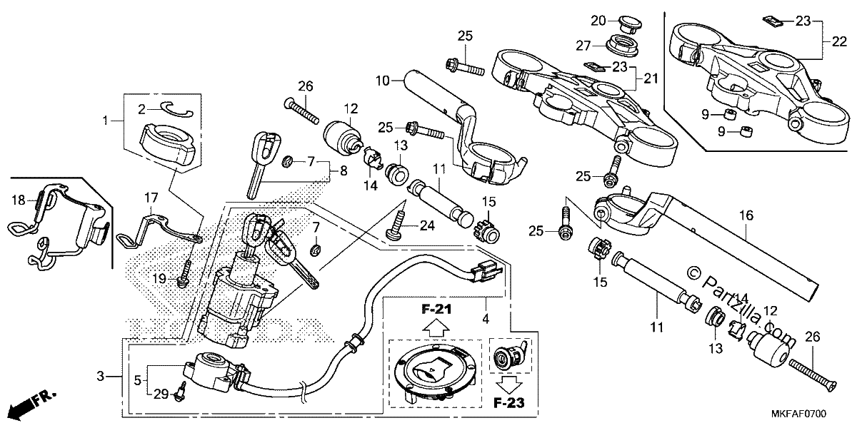 Diagrama de HANDLEBAR TOP BRIDGE