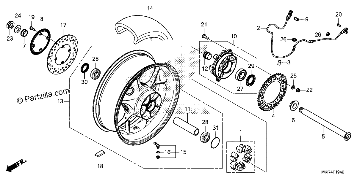 Diagrama de REAR WHEEL
