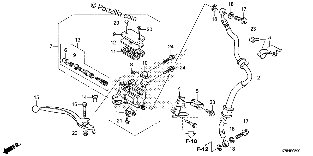 Diagrama de FRONT BRAKE MASTER CYLINDER 1