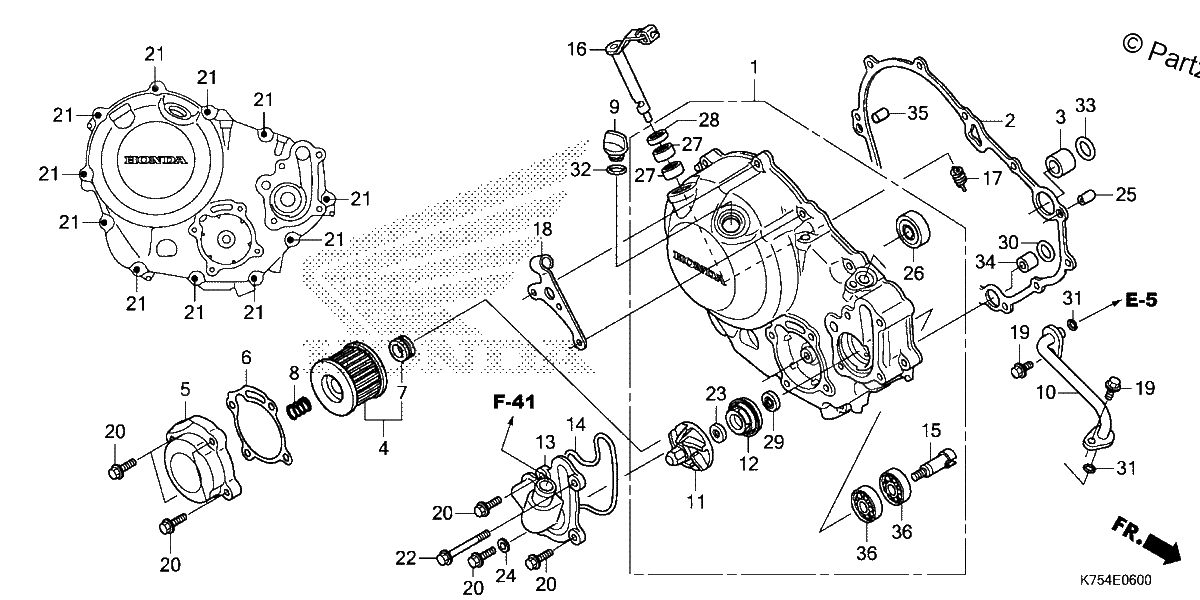 Diagrama de RIGHT CRANKCASE COVER
