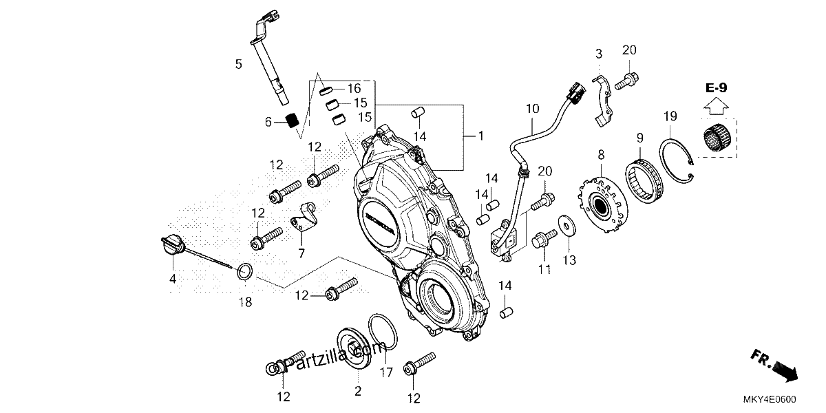 Diagrama de RIGHT CRANKCASE COVER
