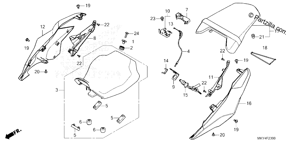 Diagrama de SEAT REAR COWL