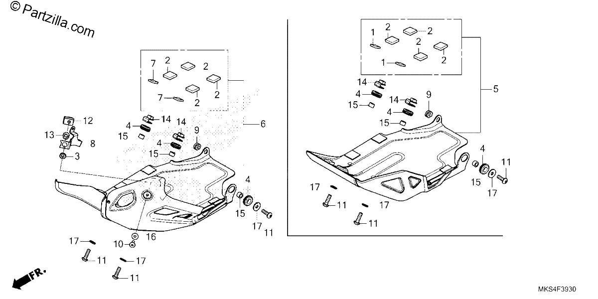 Diagrama de FRONT SIDE PIPE SKID PLATE