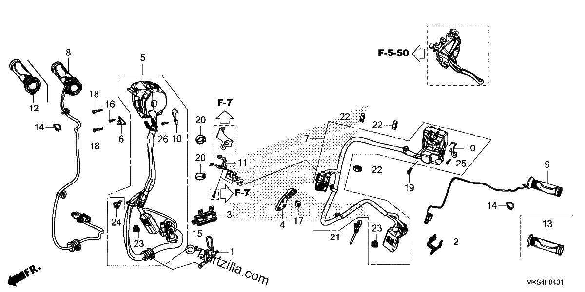 Diagrama de HANDLE LEVER SWITCH CABLE DCT