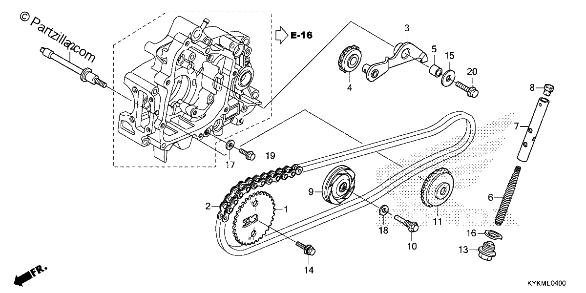 Diagrama de CAM CHAIN TENSIONER