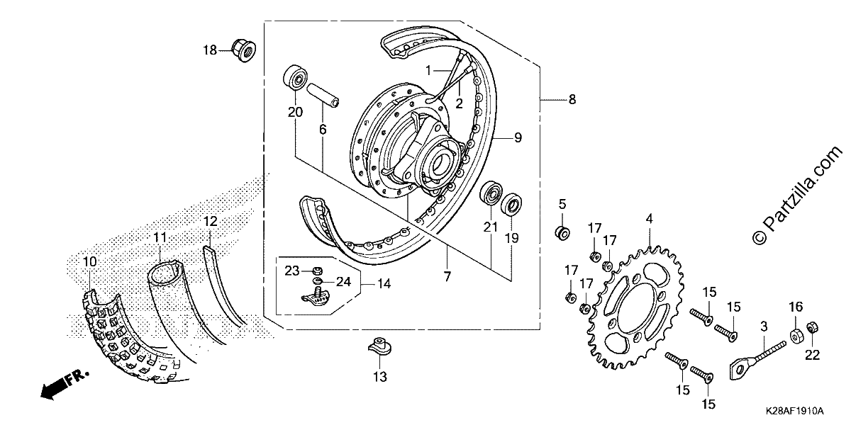 Diagrama de REAR WHEEL