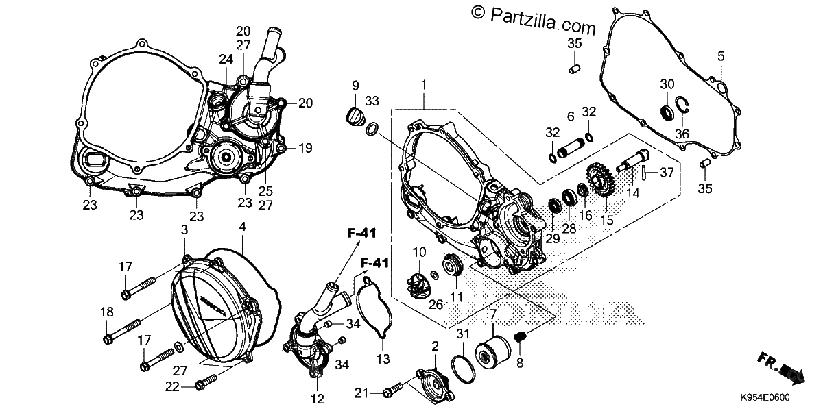 Diagrama de RIGHT CRANKCASE COVER WATER PUMP