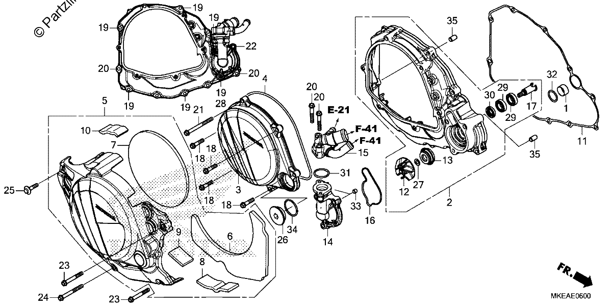 Diagrama de RIGHT CRANKCASE COVER WATER PUMP