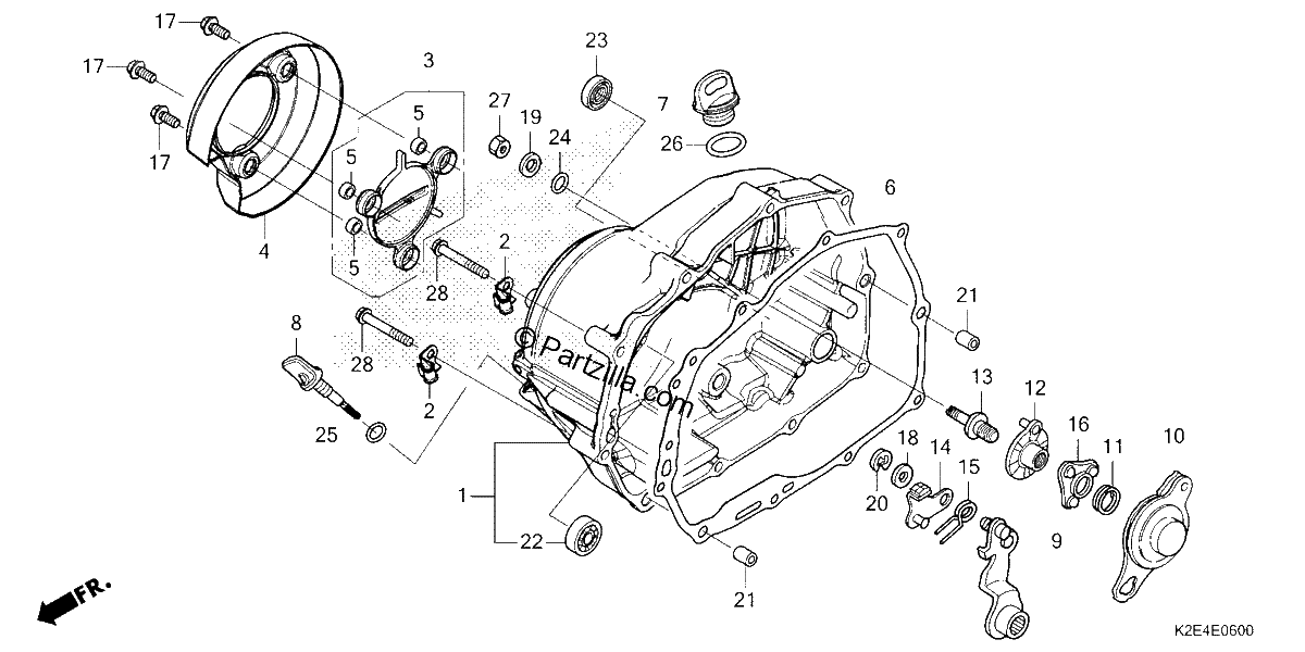 Diagrama de RIGHT CRANKCASE COVER