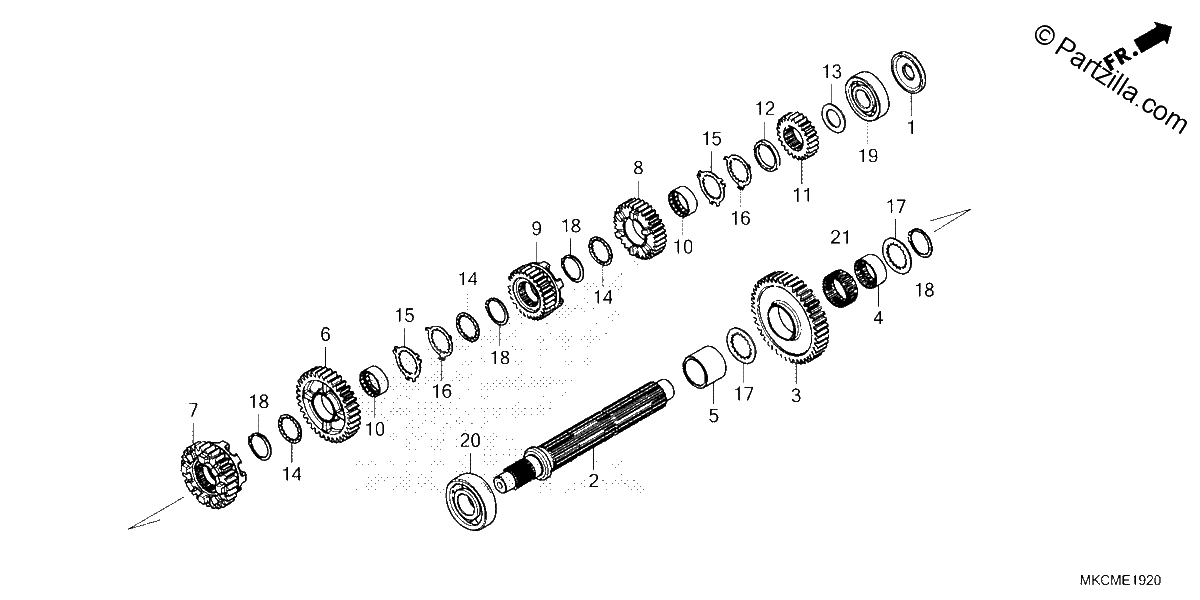 Diagrama de TRANSMISSION COUNTERSHAFT