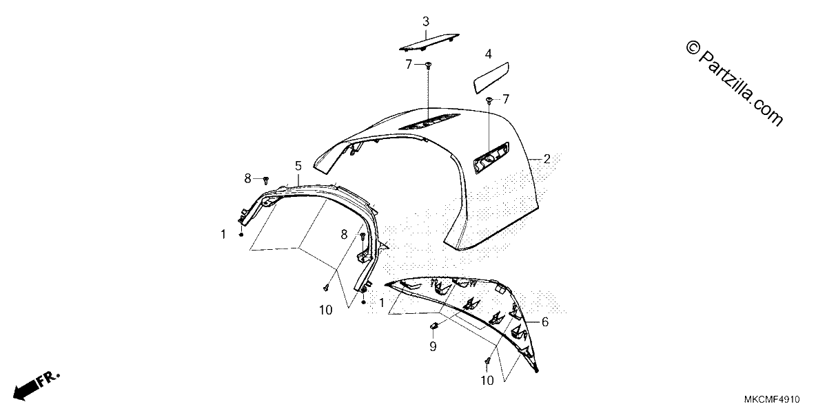 Diagrama de REAR CENTER TOP COVER