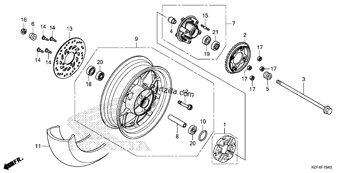 Diagrama de REAR WHEEL