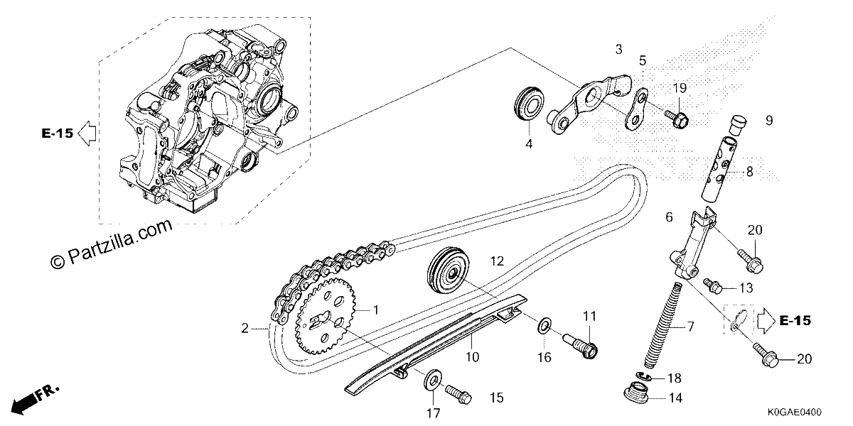 Diagrama de CAM CHAIN TENSIONER