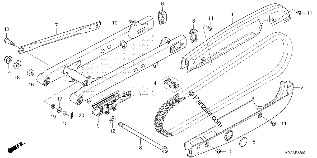 Diagrama de SWINGARM CHAIN CASE