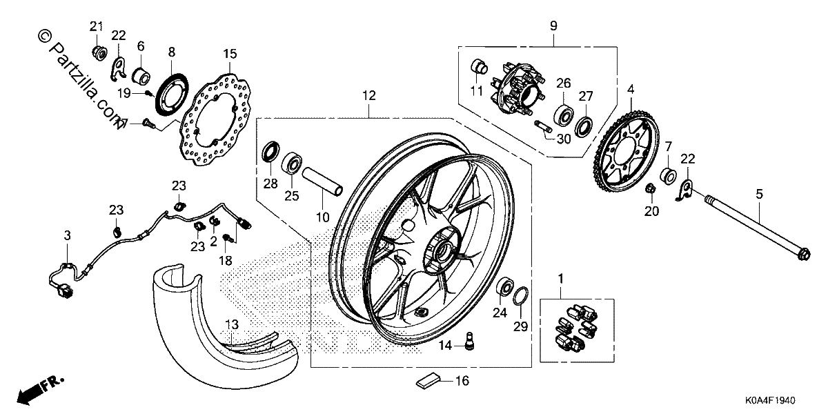 Diagrama de REAR WHEEL
