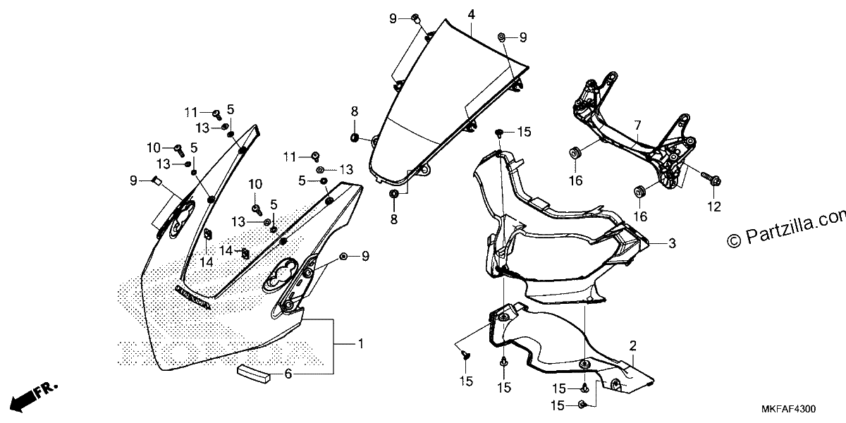 Diagrama de UPPER COWL