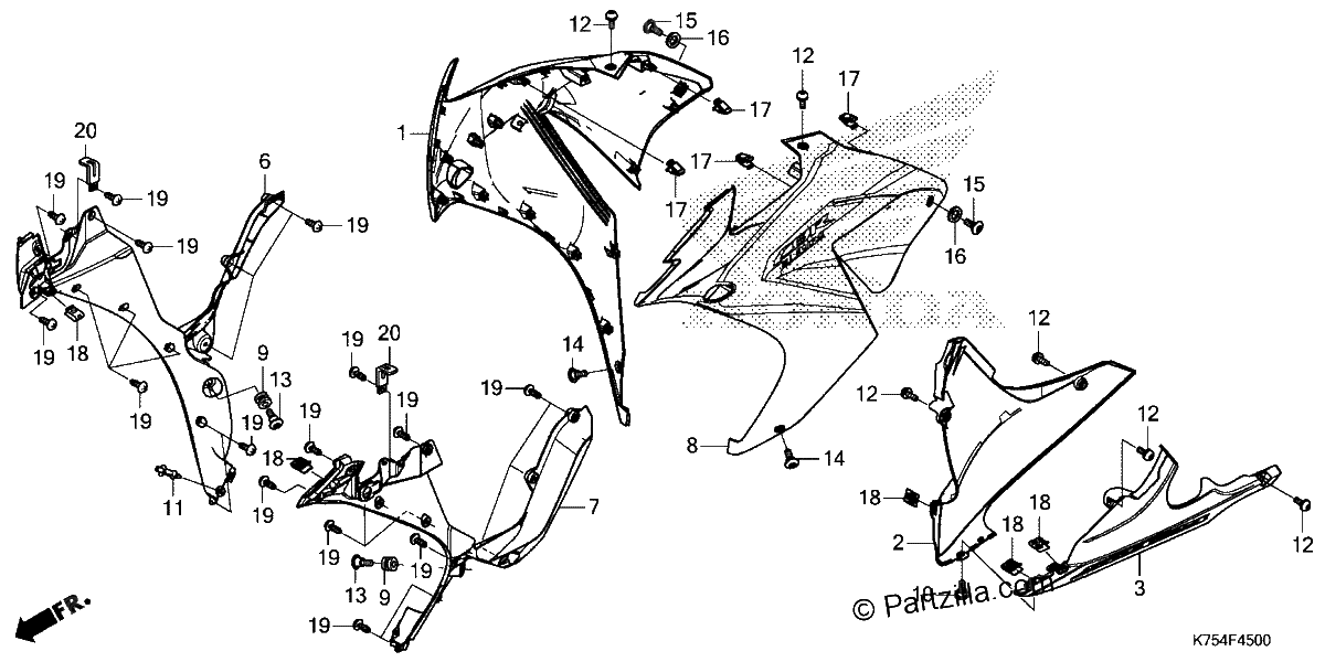Diagrama de MIDDLE COWL UNDER COWL