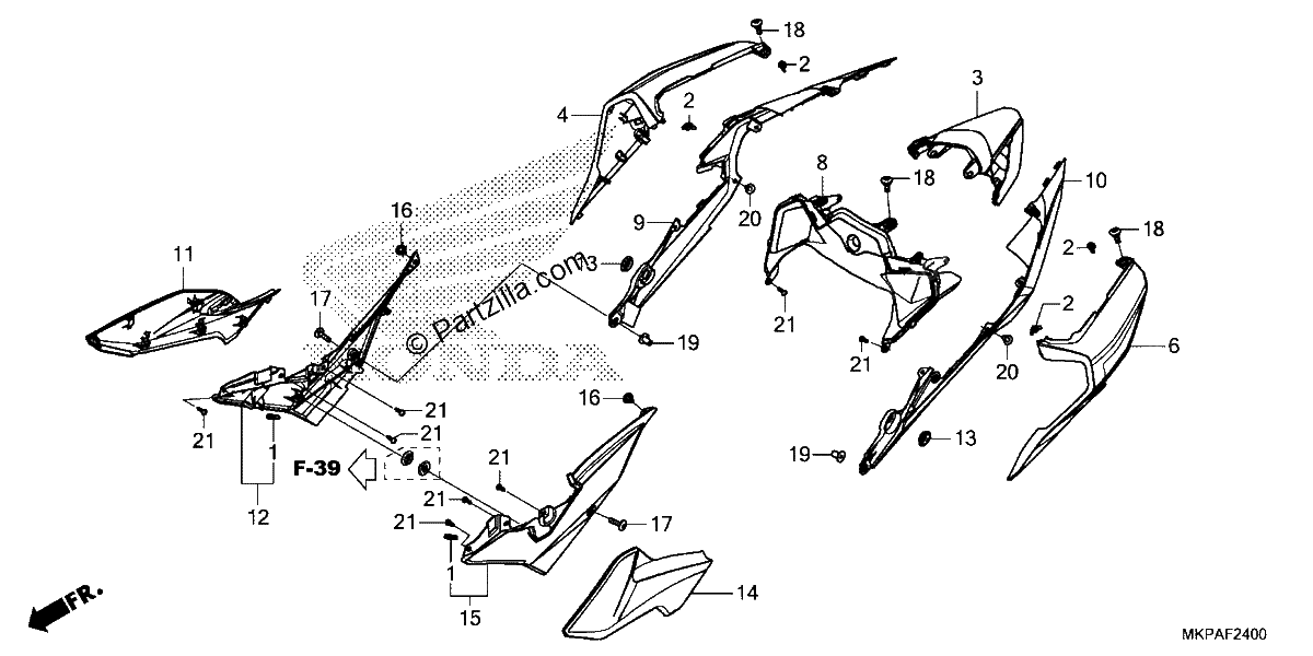 Diagrama de SIDE COVER REAR COWL