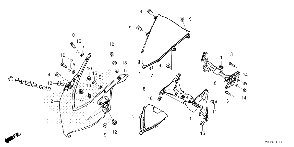 Diagrama de UPPER COWL