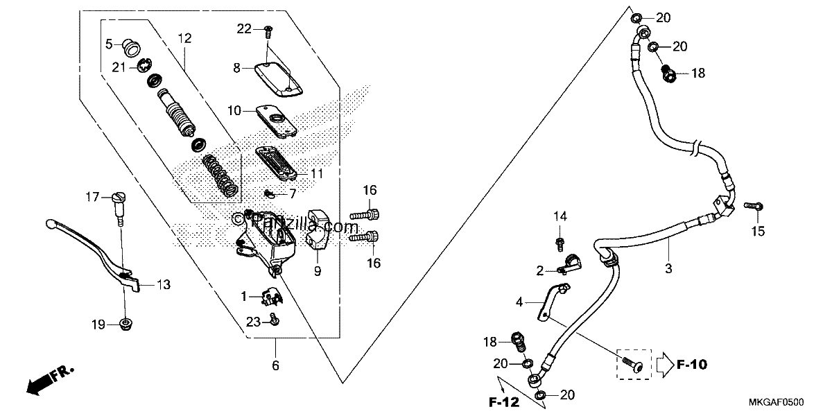 Diagrama de FRONT BRAKE MASTER CYLINDER 1