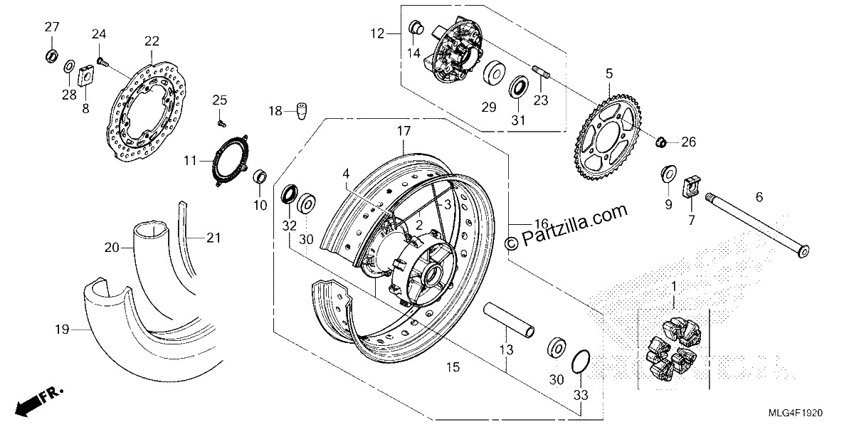 Diagrama de REAR WHEEL 1