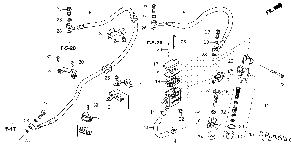 Diagrama de REAR BRAKE MASTER CYLINDER