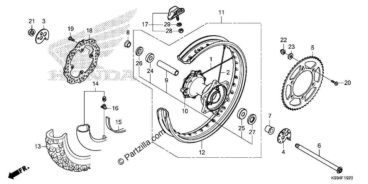 Diagrama de REAR WHEEL