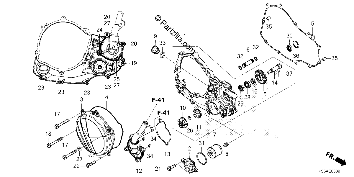 Diagrama de RIGHT CRANKCASE COVER WATER PUMP