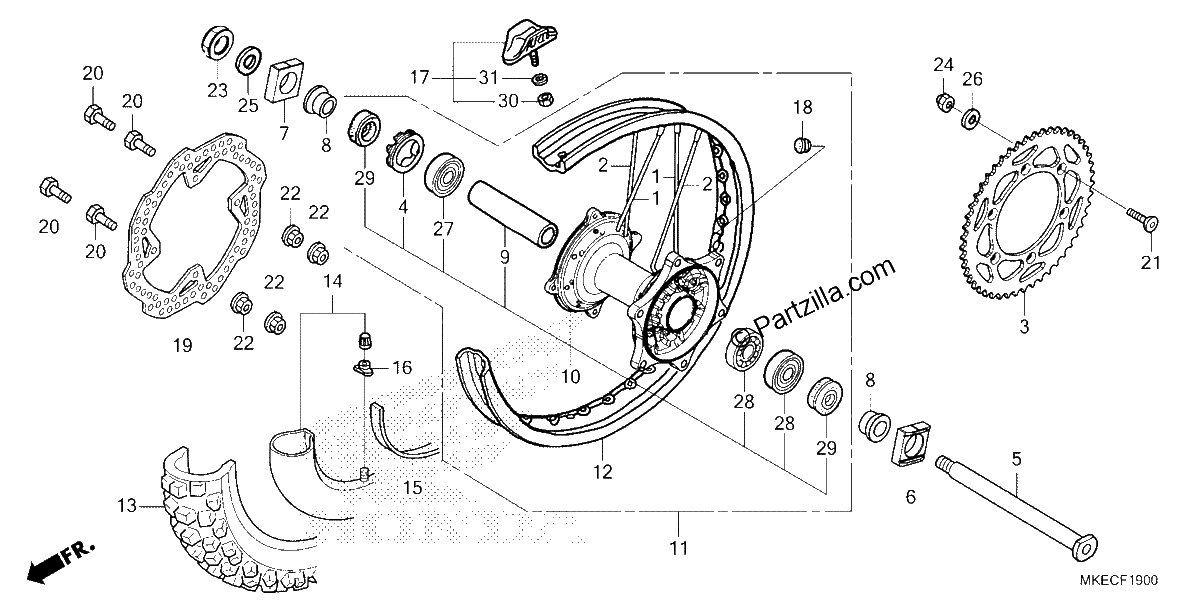 Diagrama de REAR WHEEL