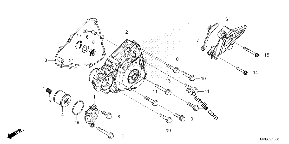 Diagrama de LEFT CRANKCASE COVER