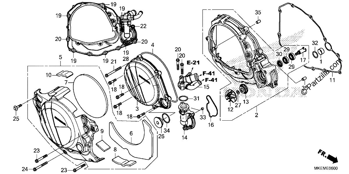 Diagrama de RIGHT CRANKCASE COVER WATER PUMP
