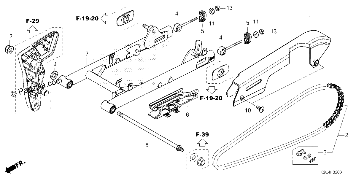 Diagrama de SWINGARM CHAIN CASE