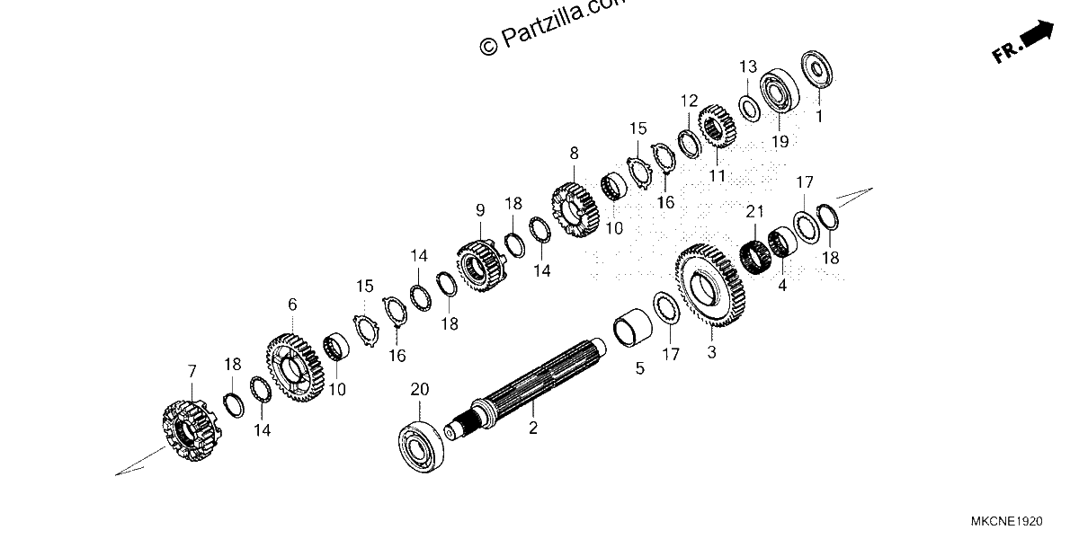 Diagrama de TRANSMISSION COUNTERSHAFT