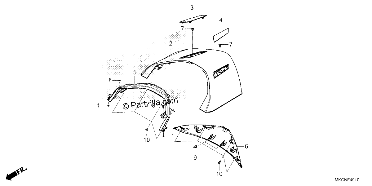 Diagrama de REAR CENTER TOP COVER