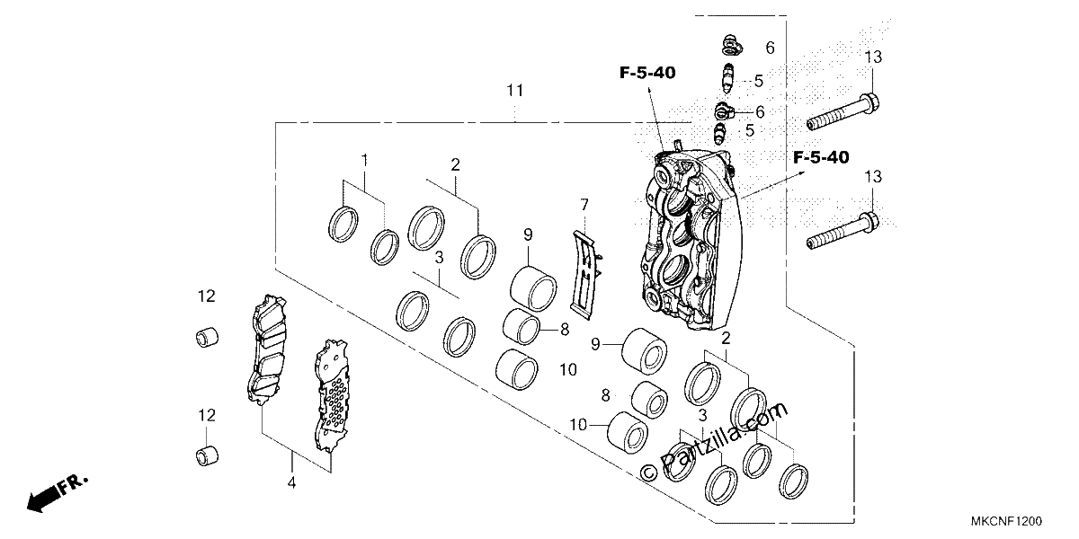 Diagrama de RIGHT FRONT BRAKE CALIPER
