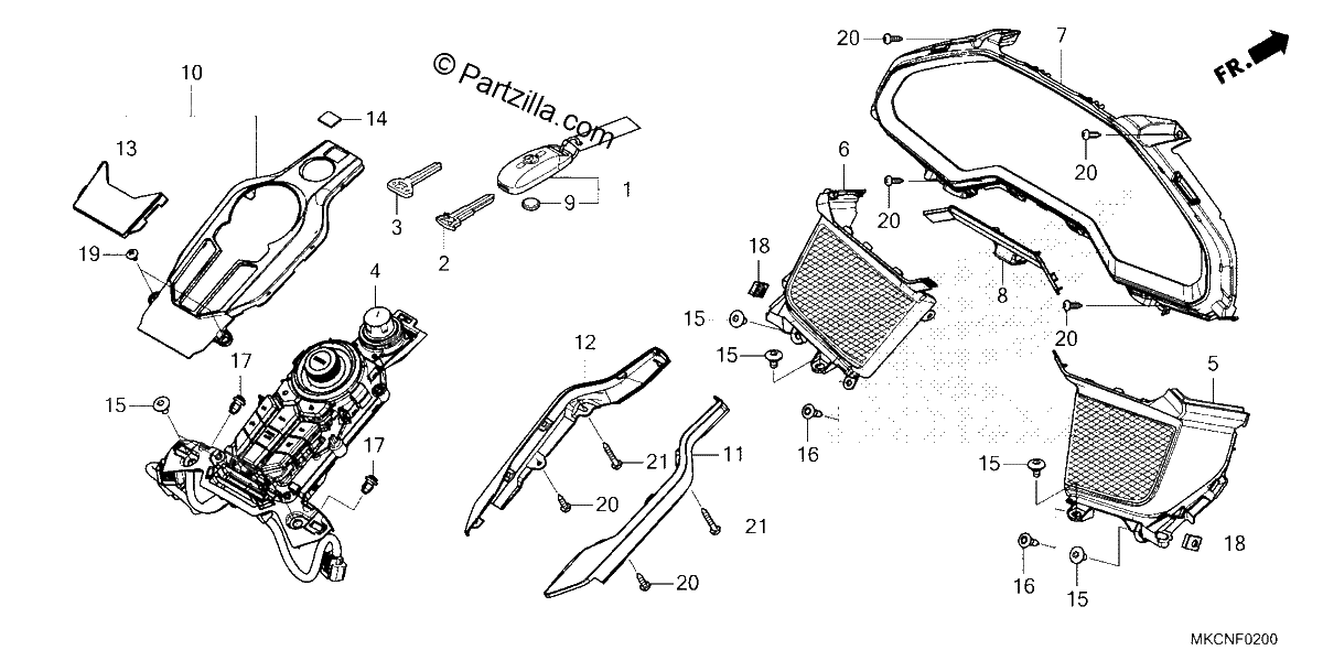 Diagrama de METER PANEL SWITCH PANEL FOB KEY