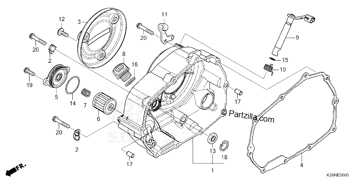 Diagrama de RIGHT CRANKCASE COVER