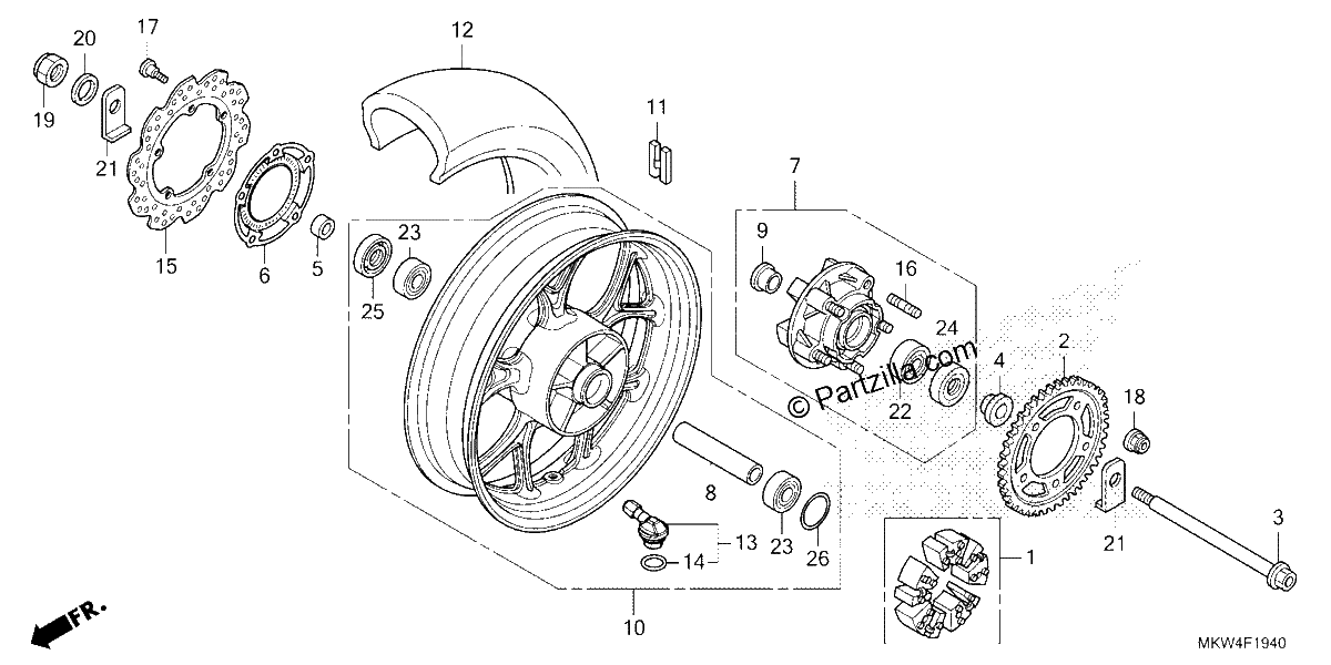 Diagrama de REAR WHEEL