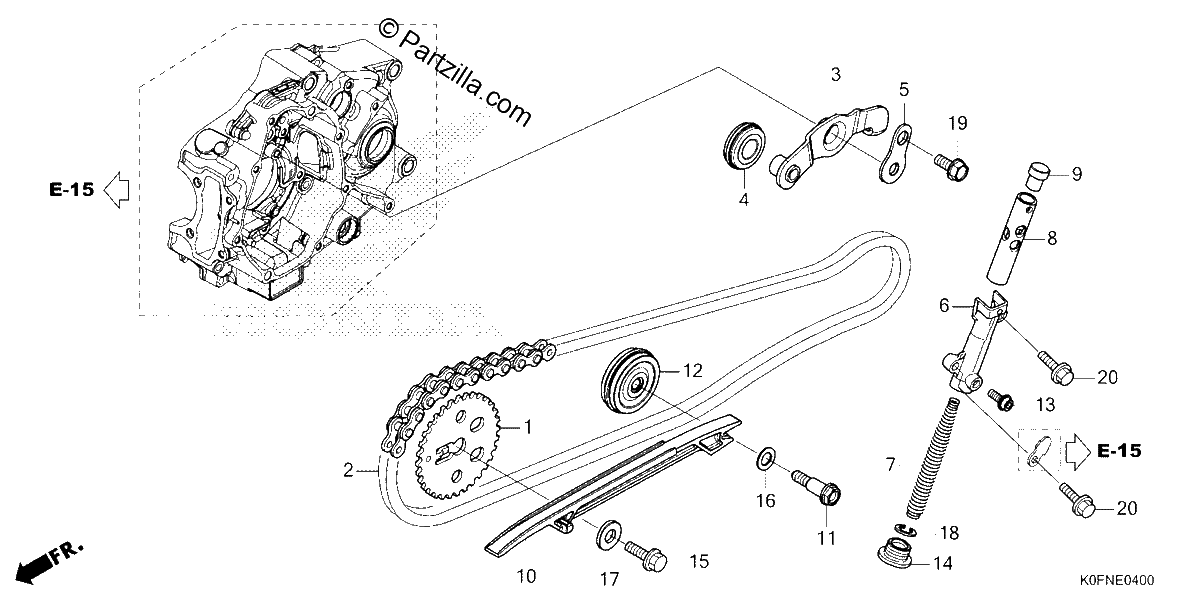 Diagrama de CAM CHAIN TENSIONER