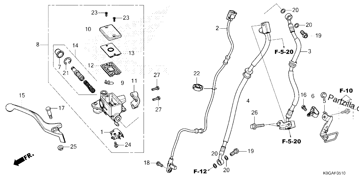 Diagrama de FRONT BRAKE MASTER CYLINDER