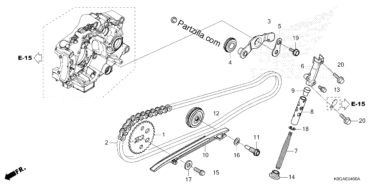 Diagrama de CAM CHAIN TENSIONER