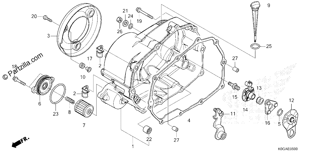 Diagrama de RIGHT CRANKCASE COVER