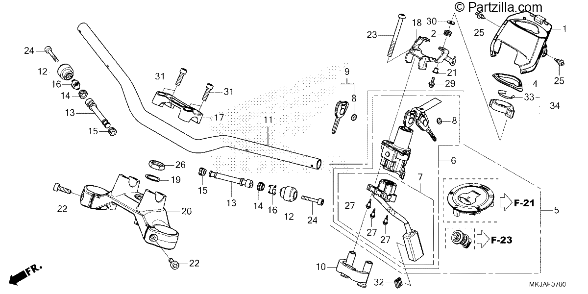 Diagrama de HANDLEBAR TOP BRIDGE