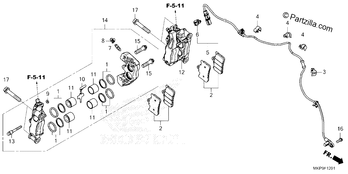 Diagrama de FRONT BRAKE CALIPER CB500FA 39 22 39 23